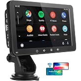 7 Inch Portable Car Sound Equipment, 2024 Upgraded Version, Support Wireless CarPlay and Android Auto, AirPlay, Stereo Sound,