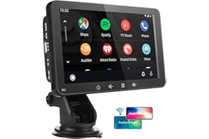 WEISHAN 7 Inch Portable Car Stereo 2025 Upgraded Compatible with Wireless CarPlay & Android Auto, AirPlay, Stereo Sound, Voice Controll WiFi BT/Wired Connection, Car Bluetooth Audio Output, TF/USB/AUX/FM