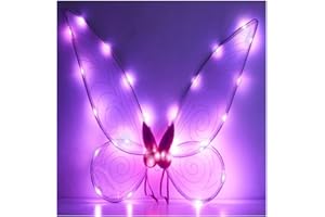 Aunaeyw Light Up Fairy Wings für Mädchen Frauen Sparkly Sheer Elf Angel Wings Dress Up Halloween Cospaly Schmetterling Fariy Wings Kostüm