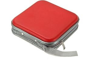 BODYPLUS CD DVD Case, 40 Discs Capacity Portable Travel CD Case Storage Album Bag Plastic Bag Case - Double Side DVD DJ Disc Organizer with Hand Strap Protective Zipper Storage Wallet Hand Bag (Red)