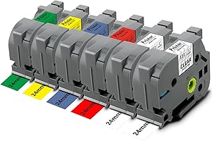 Pristar 6x Tze 24mm 1'' Ruban Compatible pour Brother TZe-151 TZe-251 TZe-451 TZe-551 TZe-651 TZe-751 Tz pour Brother P-touch PT-E550W E550WVP E500 PT-P700 PT-P750W PT-D600 D600VP PT-P710BT P750WVP
