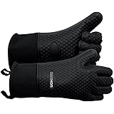 GEEKHOM Oven Gloves Heat Resistant Silicone Oven Mitts BBQ Gloves Waterproof Kitchen Gloves, Cooking Accessories for Baking B