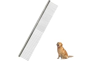TONGTLETECH Stainless Steel Pet Comb,Metal Rounded Teeth Pet Comb for Large Medium Small Dogs and Cats Fur Detangling Tool for Pets