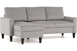 BUDWING Fox Sofá de Salon 3 plazas Chaise Longue Esquinero Rebersible Izquierda o Derecha Tapizado Tela (Gris Claro)