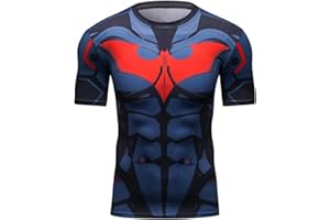 Cody lundin® Homme Super Héros Imprimé T-shirt Chemise manches courtes Fitness Jogging T-shirt de compression The Bat Tees