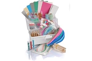 Lulubug Bastelset Kinder, 1000 Teile + Bastelanleitung | Tonkarton, Washi Tape, Chenille-Drähte, Wackelaugen, PomPons, Lesezeichen, Sticker, Bastelstreifen uvm