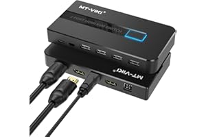 MT-VIKI HDMI KVM Switcher 2 Port, USB 2.0 HDMI Switch 4K 60Hz EDID for 2 Computers Share Keyboard Mouse Printer and HD Monitor + 2 USB Cables and 2 HDMI Cables