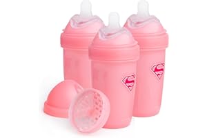 Herobility DC Double Anti-Colic Baby Bottles – 3-pack (Supergirl, 8.5 fl oz/240ml)