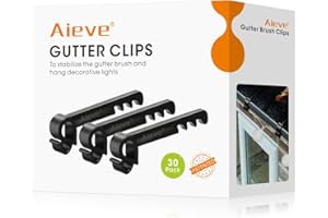 Aieve 30 Pack Gutter Brush Clips, Leaf Guard Fixing Clips Hook for Hanging Outdoor String Lights, Keeps Gutter Brush in Place