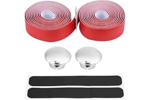 Tbest Guidoline Rouge, Bike Handlebar Tape,Carbon Fiber Ruban De Cintre Adhésifs Replacement Pour Vélo Route,Guidoline Ruban Replacement Pour Guidon,2 Bandes De Guidon + 2 Bandes Adhésives + 2 S Par