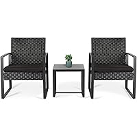 Sekey Polyrattan Balkonmöbel Set 3-teilig, Gartenmöbel Set inkl. Tisch & Stühle mit Sitzkissen für Garten Terrasse Innen…