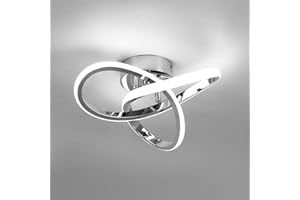 EIDISUNY Modern Chrome Ceiling Lights LED, 25cm Silver Curved Small Hallway lamp Ceiling Light fixtures LED for Hallway, Aisle, Entrance, Bedroom, Kitchen, Living Room - 25cm, 22W Cool White 6000K