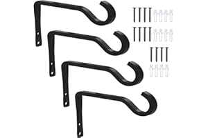 POTWPOT Wall Hanging Basket Hooks, 4 Pack Heavy Duty Hanging Basket Bracket Wall Hanging Basket Stand Hooks for Flower Basket Plants Bird Feeders Lanterns Wind Chimes