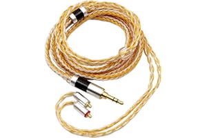Linsoul Tripowin Zonie IEM Cavo, 16 Core Placcato Argento Cordoni Aggiornati, 1.25m SPC in Ear Monitor Cavi per 7hz Zero:2 Orchestra Lite Cadenza Hype4 Supermix4(MMCX,3.5mm)(Oro)
