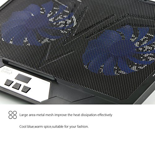 granvela® axt02 38,1 cm Notebook Cooling Pad und Laptop-Ständer; Slim, leise, Geschwindigkeit und Winkel verstellbar, Kühler Pad mit Digital Display - 3