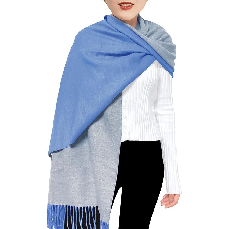 VICT POPU Sciarpa Pashmina Invernale Donna – Morbida E Calda, Reversibile 200x70 Cm, 300g