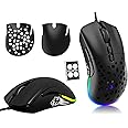 ZIYOU LANG D19 Mice G-PRO Wired Gaming Mouse, Up To 12,000 Dpi Gaming Mice, Model O Rgb mouse Gaming, 7 Programmable Buttons, Honeycomb Shell Optical Super Light RGB Gamer Mice Mouse - Black