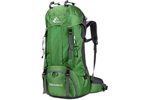 Bseash Sac à dos de randonnée léger et imperméable de 60L avec housse de protection contre la pluie, sac à dos de voyage pour l'escalade, le camping et la randonnée