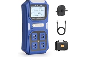 TOPTES Guard-156 4 Gas Monitor Multi Gas Detector for H2S, CO, LEL, and O2, Triple Alarm Modes (Visual, Vibration, Sound), 0.5s Fast Response, Dust and Explosion Proof Design for Work and Home Safety