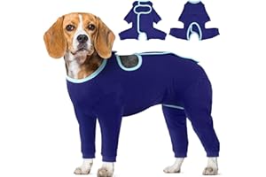 IECOii Body Hunde Nach Op,Hundebody mit Beinen,Op Body Hund Kastration Hündin Rüde Hundebody Nach Op,Ganzkörper-Hundepyjama,Hunde Einteiler Ganzkörper Leckschutz Hund Halskrause Alternative,Blau,L