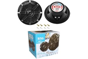 GK SOUND KIT Set pour Boss Audio Systems MR52B 2 Enceintes Marines 2 Voies Noires 5,25" 13 cm 130 mm 75 Watt rms 150 Watt Max étanche mer Piscine Bateau hôtel, la Paire + faston de Fixation