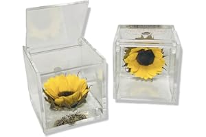 PASSIONEFIORI.IT Cubo Girasole Stabilizzato 6cm, Girasole eterno, Idea Regalo donna compleanno, Fidanzati, come una rosa stabilizzata vera, Regali Natale, anniversario idea regalo per lei