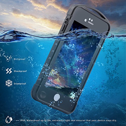 Cozime - Funda iPhone 6 Carcasa Impermeable Cubierta protectora Inteligente de PC Ultra Resistente a Ca  da  color negro