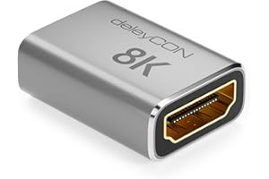 deleyCON Giunto HDMI 2.1 8K (48G, Ultra High Speed) Adattatore Accoppiatore 8K@60Hz 4K@120Hz 2K@144Hz/165Hz EARC HDCP 2.3/2.2 DTS:X per HDR Dolby Atmos TV PS5 Xbox Soundbar Monitor - Argento