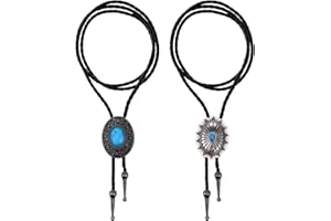 ElevateTech Lot de 2 nœuds bolo vintage - Forme ronde - Cowboy occidental - Ovale - Cool - Rétro - Accessoire de costume pour hommes et femmes