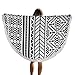 TopTie Round Beach Towel Boho Gypsy Cotton Tablecloth Picnic Towel Yoga Mat - White Geometry