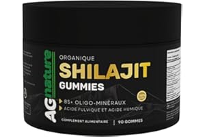 AG NATURE Shilajit Himalaya Original 90 Gummies - Complément Alimentaire Naturel avec +85 Minéraux et Acide Fulvique et Humique