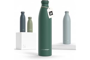 LARS NYSØM Edelstahl Trinkflasche 350ml, 500ml, 750ml, 1L, 1 5 liter | Thermosflasche Kohlensäure geeignet | Auslaufsichere Wasserflasche für Sport, Outdoor, Schule (Pine Green, 1000ml)