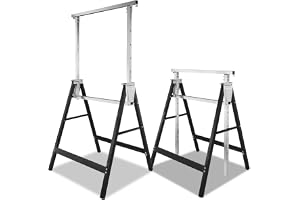 Arbetsbock, Set av 2, Justerbar Höjd, 7 Nivåer (80-130 cm), Byggställningsbock, 400 kg per Par Vikbara Böckar för Hem, Verkstad och Trädgård