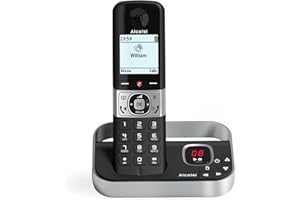 ALCATEL F890 Voice - DECT Cordless Phone with Answering Machine - High Resolution Graphical Display - Handsfree - Call Barring - VIP Ringtone - 50 Min Answering Machine - Black/Grey