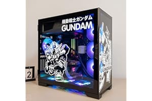 TENSUKA Anime-Aufkleber für PC-Gehäuse, Cartoon-Vinylaufkleber für ATX-Computergehäuse, wasserdicht, leicht entfernbar (A-Stil, Weiß und Weiß)