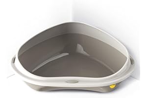 Cat Centre Katzenklo Offen Ecktoilette Für Katzen Eckkatzentoilette Katzentoilette Ohne Deckel Grau XL 58 x 48 cm