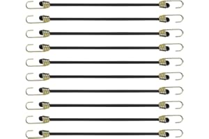 Short Bungee Cords with Hooks 10Pcs: Miunpri Bungee Cord Heavy Duty 24cm - Bungee Straps Elastic - Weatherproof Rubber Bungee Cords - Black Elastic Straps for Bundling and Securing Small items