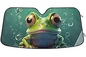 ODAWA Auto Windschutzscheibe Sonnenschutz Lustig Wasser Frosch Faltbar Sonnenschutz Blocks UV Strahlen Frontscheibe Sonnenschutz