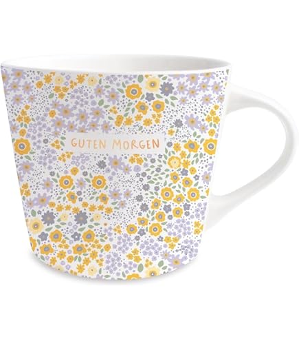 Kaffee-Tasse Mit Echtgold-Verzierung – „Guten Morgen“ In Weiß-schwarz, 420 Ml Porzellan