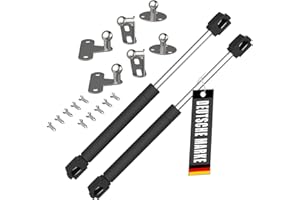 Bemacom 2x Gasdruckfeder Klappenbeschlag 50N Schwarz 5 KG Tragkraft Stoßdämpfer Gasfeder Dämpfer Gasdruckdämpfer passend für Möbel Klappen Türen Mülltonnenbox