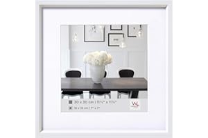 ‎WALTHER walther design Bilderrahmen weiss 20 x 20 cm mit Passepartout, Steel Style Kunststoffrahmen ES220W