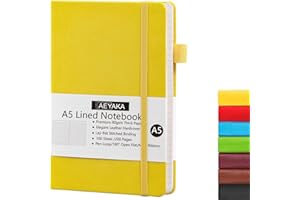 AEYAKA Taccuino A5 Righe Quaderno a Righe A5 Diario Copertina Rigida e Chiusura ad Elastico Portapenne Custodia in Pelle PU Carta Spessa 80 gsm, 15 x 21 cm