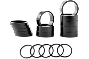 LOCKISH Headset Spacers for Bikes,Headsets Spacer 1 1/8,18 Pcs Aluminum Alloy Headset Stem Spacer Set Fit 1 1/8-Inch Stem for MTB BMX Mountain Road Bikes Cycling 2MM 5MM 10MM,Black