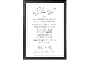 FJLLRVEN Definition Poesie Kunstdruck-Poster | Weihnachtsgeschenke Schwester Geschenk | Wandbilder Wohnzimmer | Weihnachten Geschenk für Schwester Geburtstag Wanddeko Deko Wohnzimmer DINA A4 mit Rahmen Schwarz