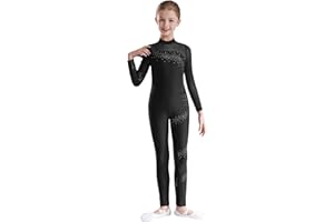 Kaerm Justaucorps de Gym Académique Enfant Fille Combinaison Patinage Artistique Manches Longues Bodysuit Danse Yoga Léotard Gymnastique pour 5-16 ans