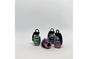 TAHOES LUXE TAHOES 4 Piezas Tapas para Válvulas de Aluminio, Estilo Granada de Mano Resistente Tapones Valvula Coche de Neumático Sello a Prueba de Aire para Automóviles SUV Camiones Motocicletas (Rainbow)