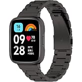 Metal Bracelet Compatible with Xiaomi Redmi Watch 3 Active Stainless Steel Men Women Replacement Bracelet Preservative Sweat Watch Strap for Xiaomi Redmi Watch 3 Active - Black