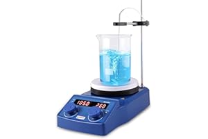 FOUR E'S SCIENTIFIC Agitateur Magnétique Chauffant Digital 280°C/536°F 100-1500RPM Agitateurs Magnétiques de Laboratoire 5000ML Magnetic Stirrer avec Support et Capteur de Température Externe PT1000