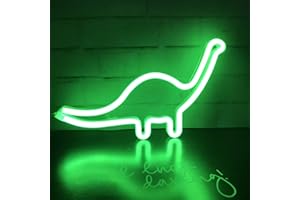 QIAOFEI Señal de luz de neón con dinosaurio para decoración de pared, para niños, funciona con pilas o USB, luces LED de noche para habitación de niñas, sala de estar, Navidad,