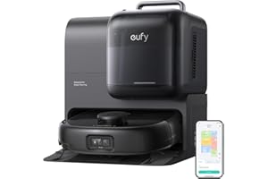 eufy Robot aspirapolvere Omni E28, pulitore profondo portatile, sistema HydroJet, aspirazione turbo da 20.000Pa, spazzole DuoSpiral, estensione CornerRover, stazione tutto-in-uno.